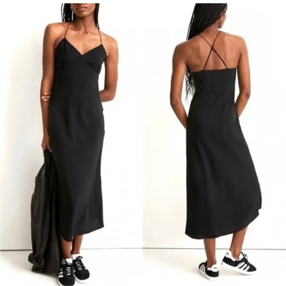 Madewell black Layton Midi Slip Dress nwt 10